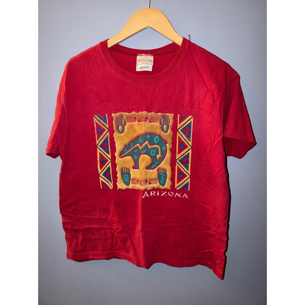 Vintage Fruit of the Loom Arizona Bear Graphic T-Shirt Red Mens Large 90s Cotton